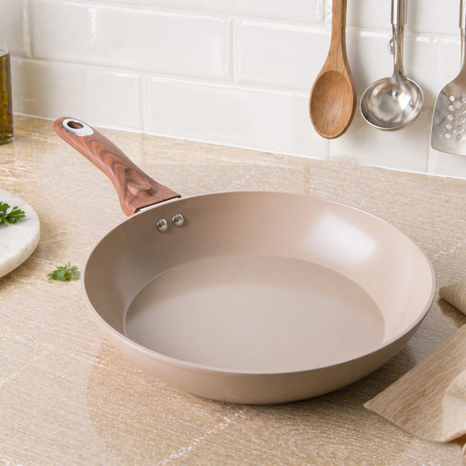 Padella 28 cm in ceramica taupe New Ceramic