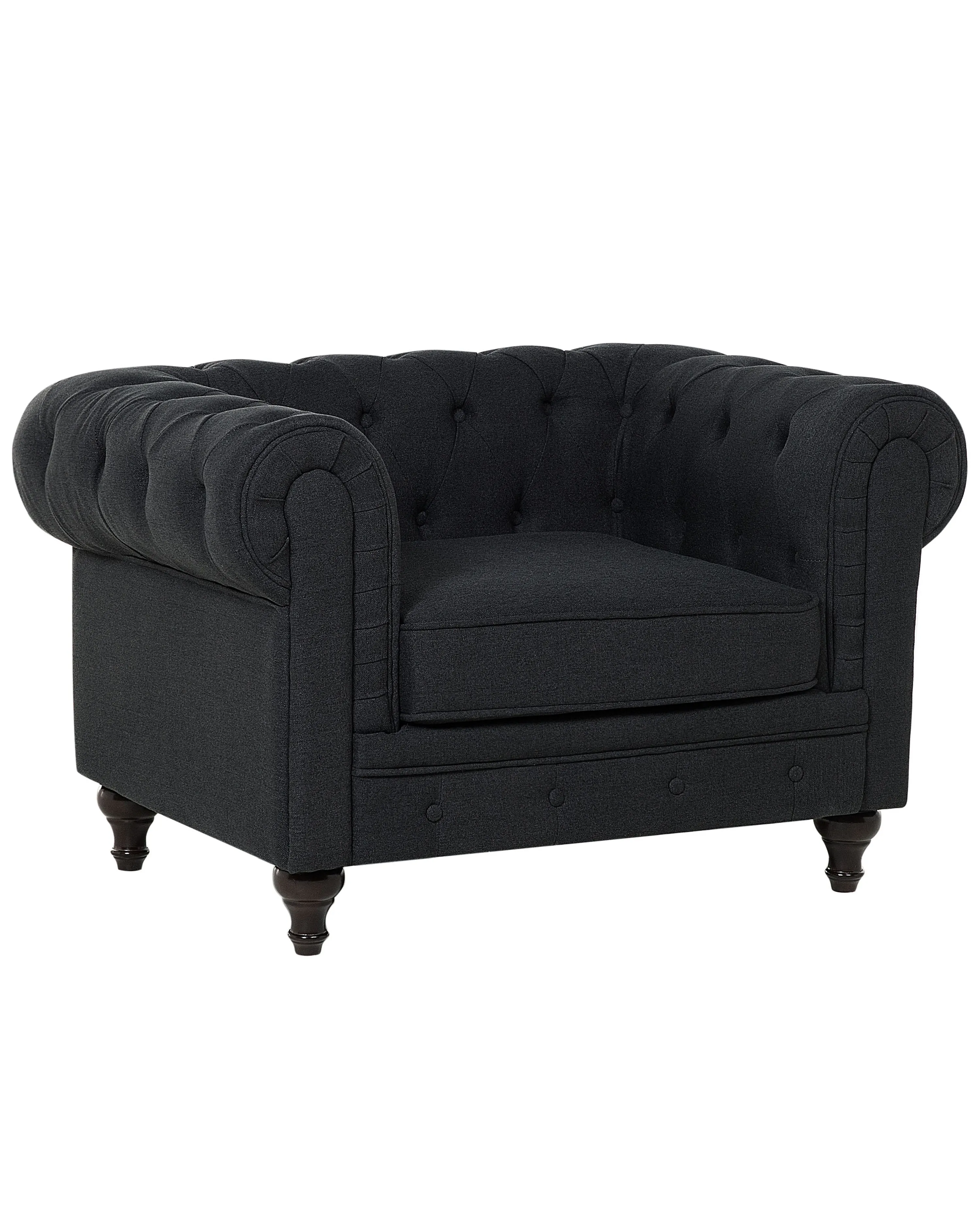 Armchair CHESTERFIELD Fabric Graphite Grey