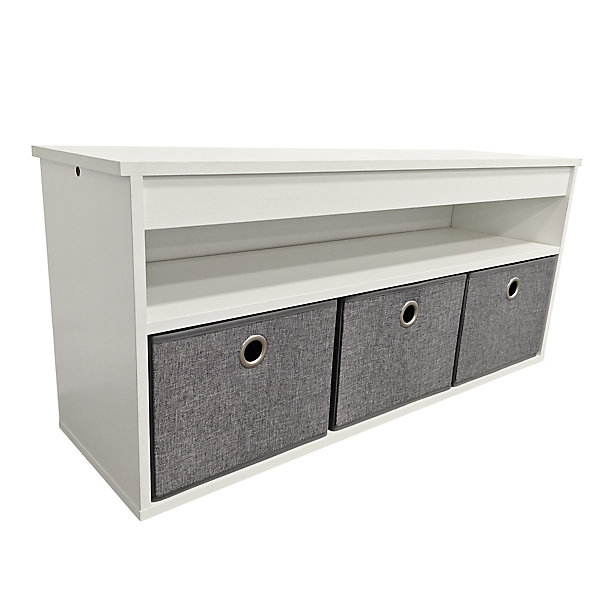 Banc range chaussures en bois blanc avec 3 casiers Box &Beyond