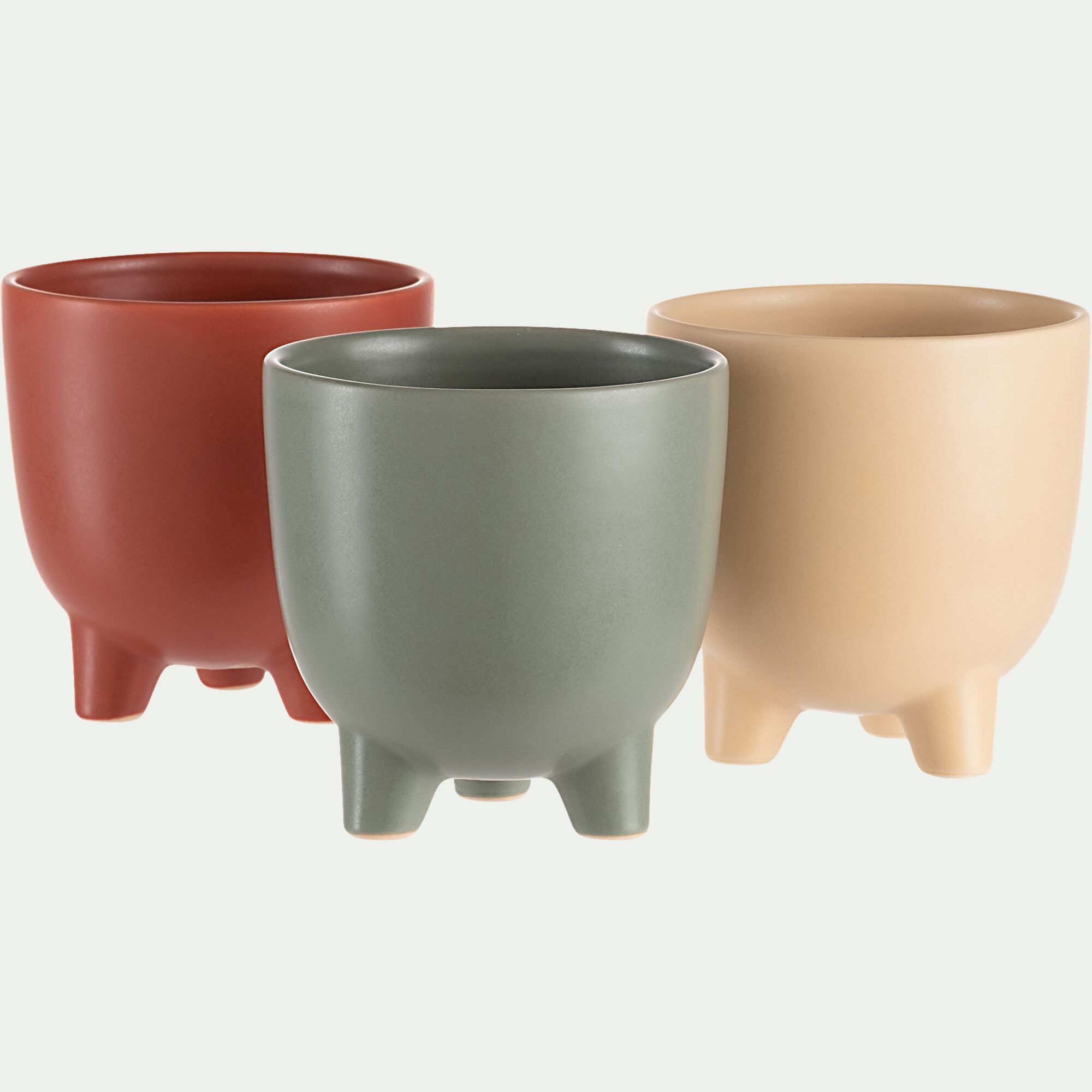 JEREZ - Cache-pot sur pieds en céramique H11cm - beige