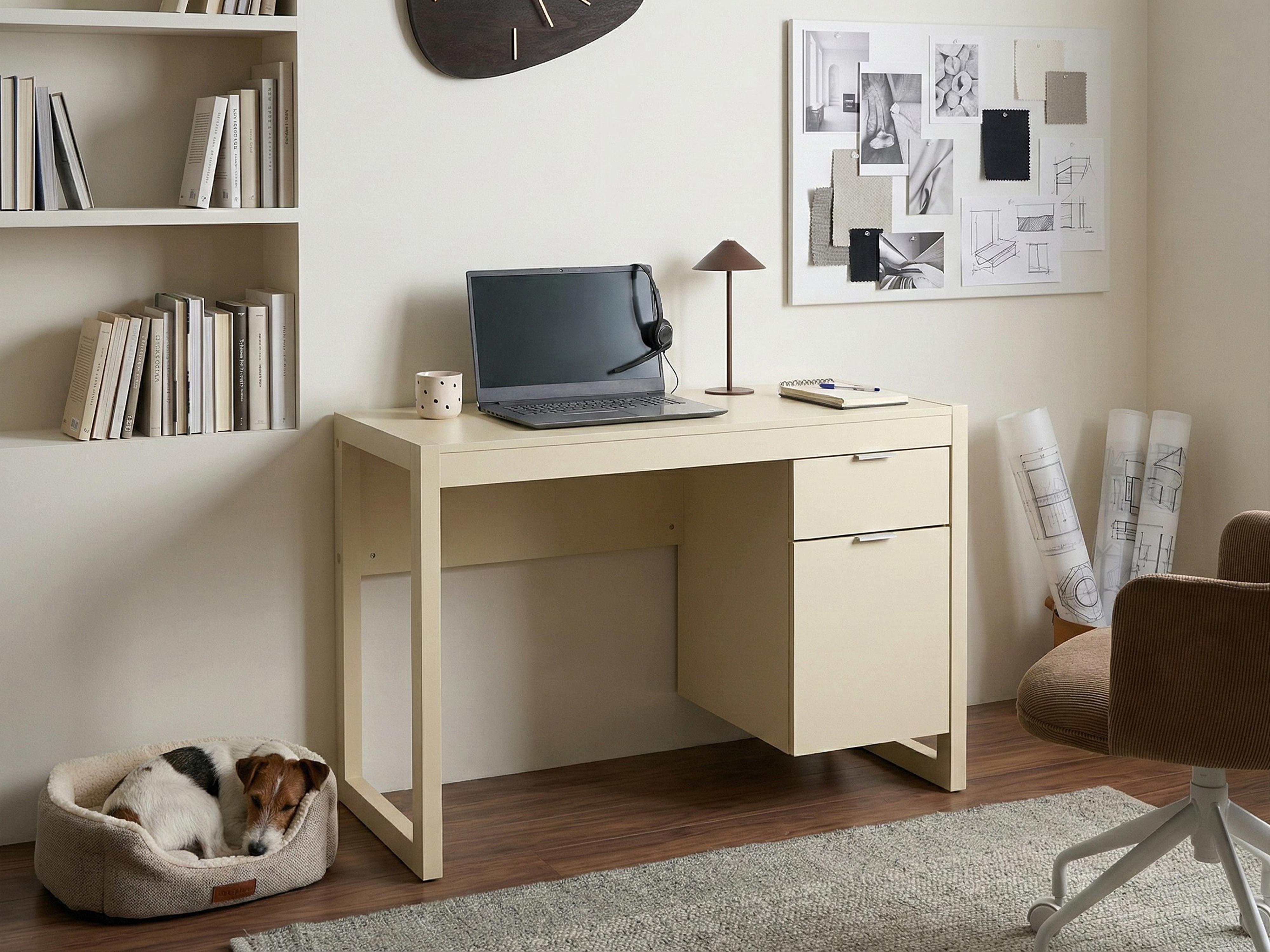 Home Office Desk JOHNSON Light Beige 112 cm 50 cm