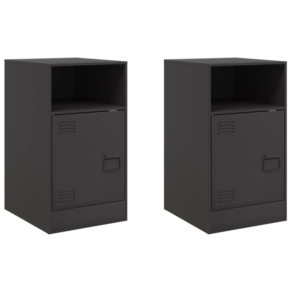 2x Szafka Nocna Stolik Komoda Czarna z Drzwiami Do Sypialni 34,5x39x62 cm