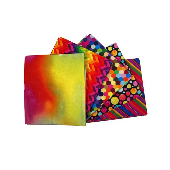 Multicolour Geo Bright Cotton Fat Quarters 5 Pack