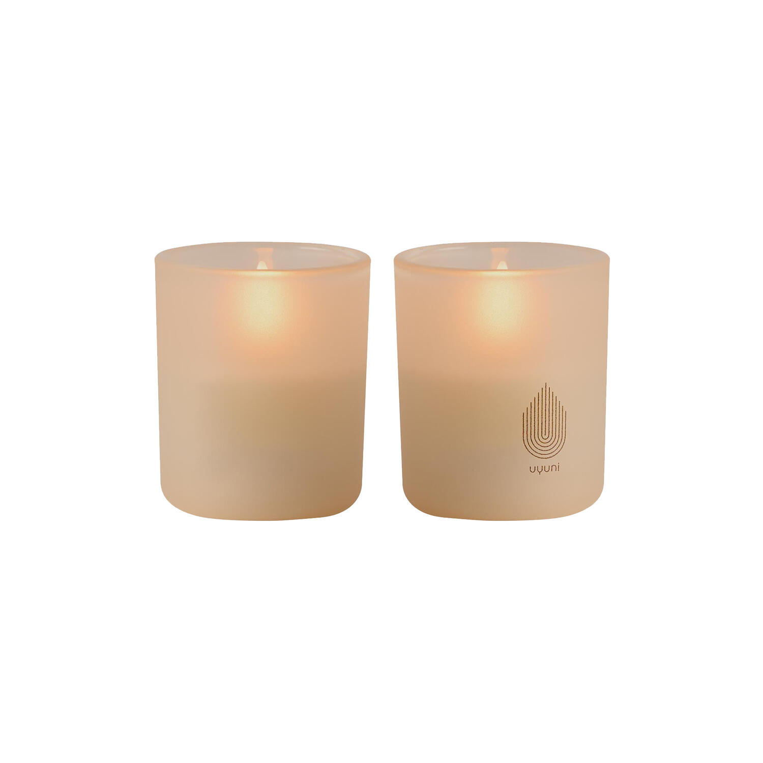 Glass Candle 2-pack, beige