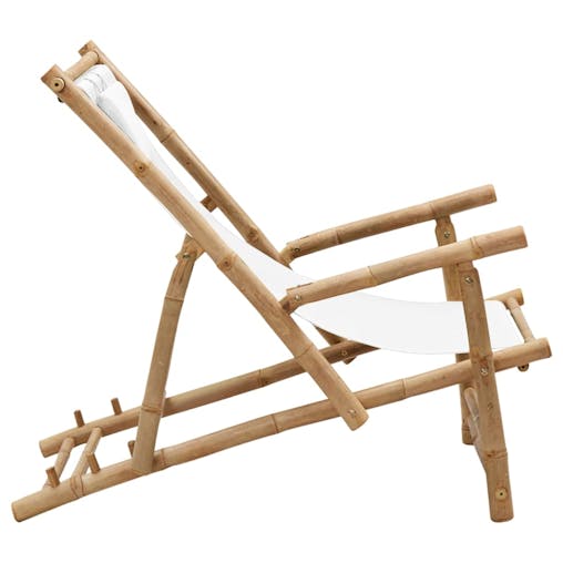NNEVL Deck Chair Bamboo and Canvas Cream White