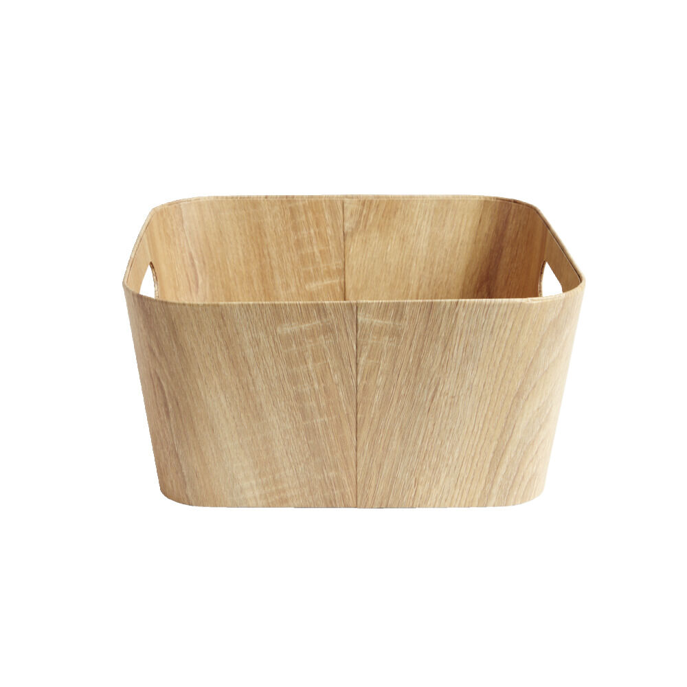 Panière carton et papier imitation bois 30x30xH15cm