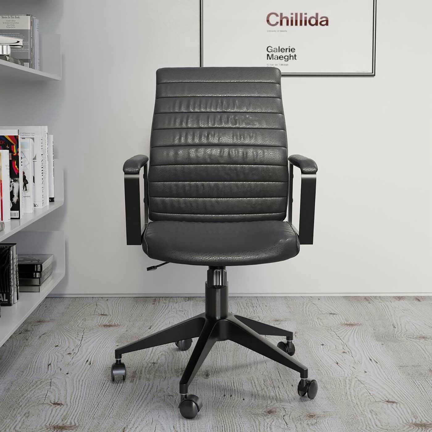 LABORA - Chaise de bureau pivotante réglable à roulettes noire