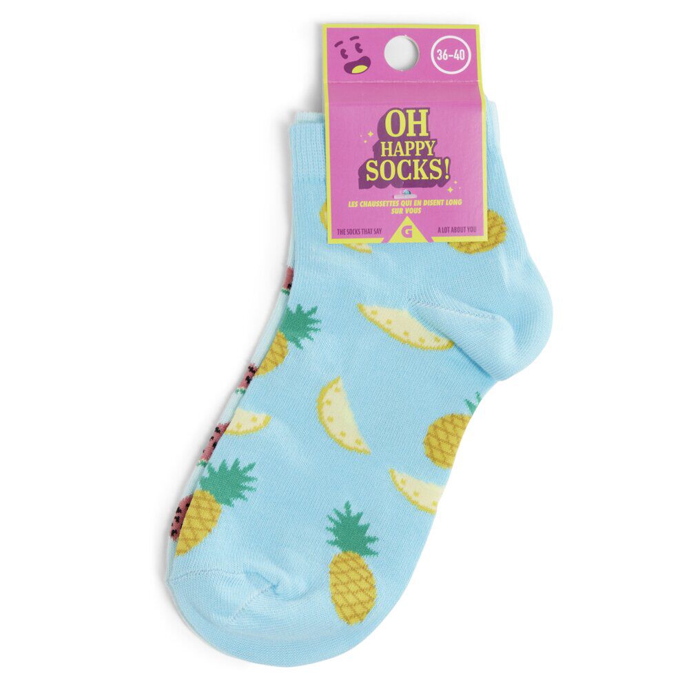Chaussettes dépareillées basses motif pastèque/ananas - T36/40