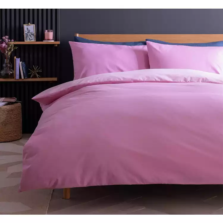 Habitat Polycotton Pink Reversible Bedding Set - Single