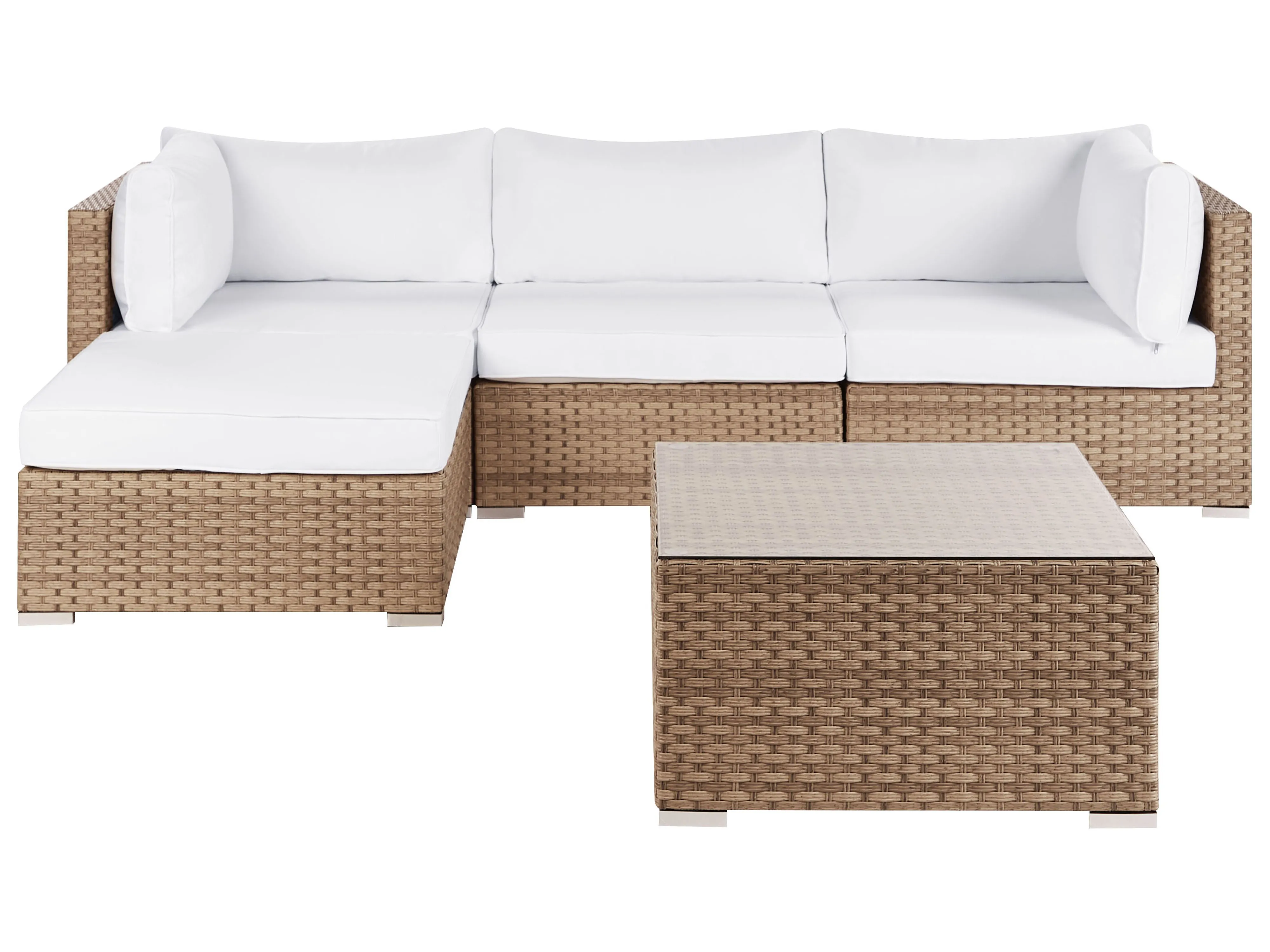 Garden Corner Sofa with Table 4 Seater SANO Left Hand Modular PE Rattan Natural