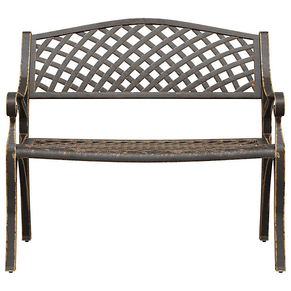 Banc de jardin meuble de patio aluminium bronze Helloshop26
