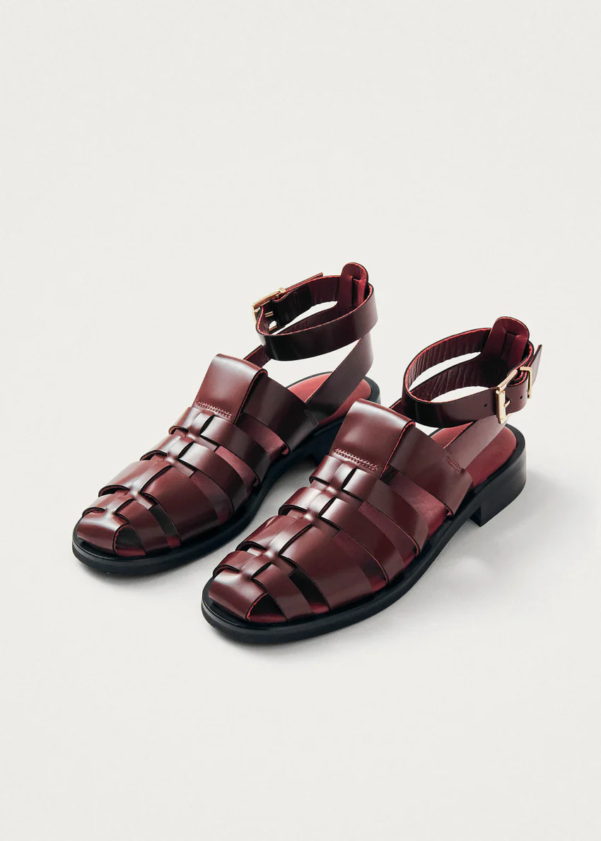Perry Sleek Burgundy Leather Sandals
