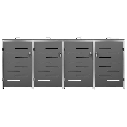 NNEVL Quadruple Wheelie Bin Shed 276.5x77.5x115.5 cm Stainless Steel