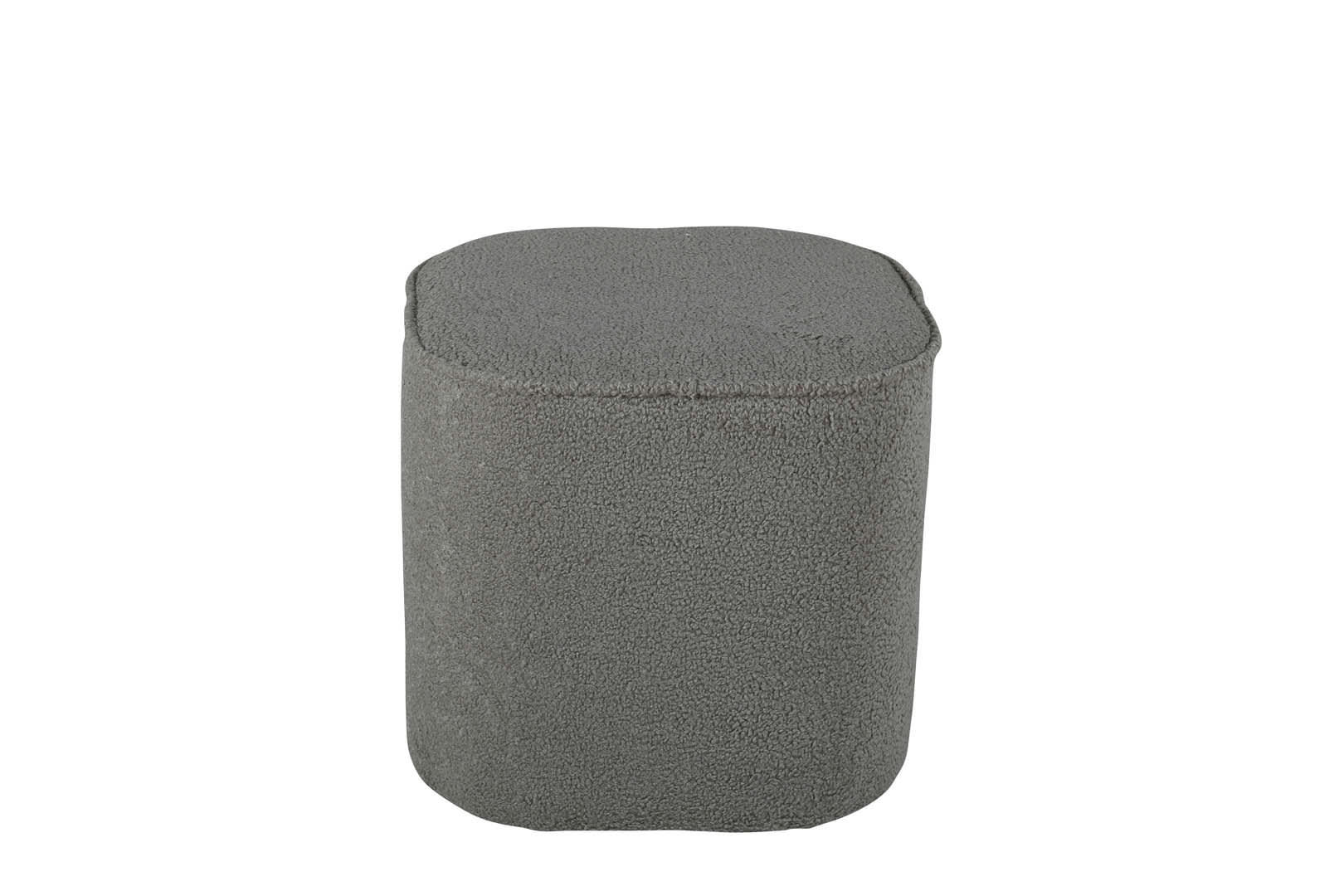 POLMO - Pouf cube en tissu bouclé gris