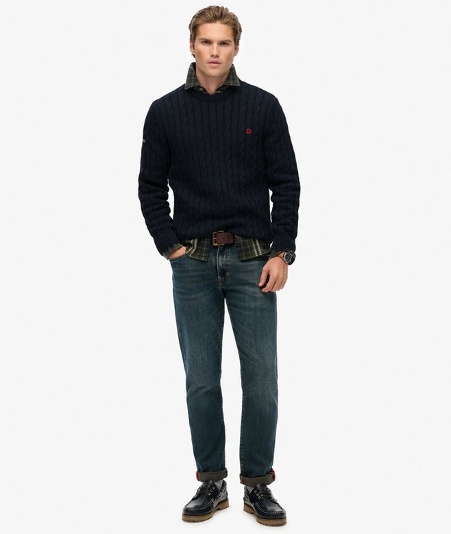 Cotton Cable Knit Crew Jumper