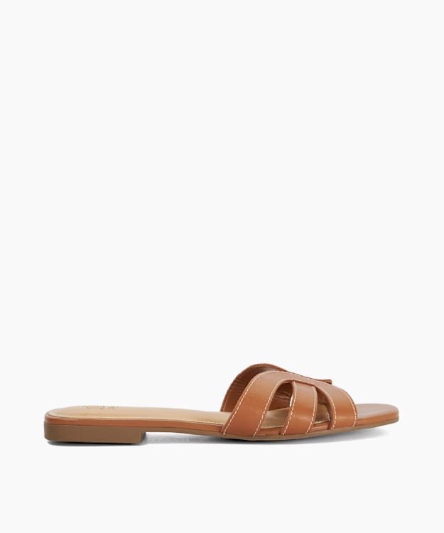 Larrissa Tan - Flat Leather Slip On Sandals