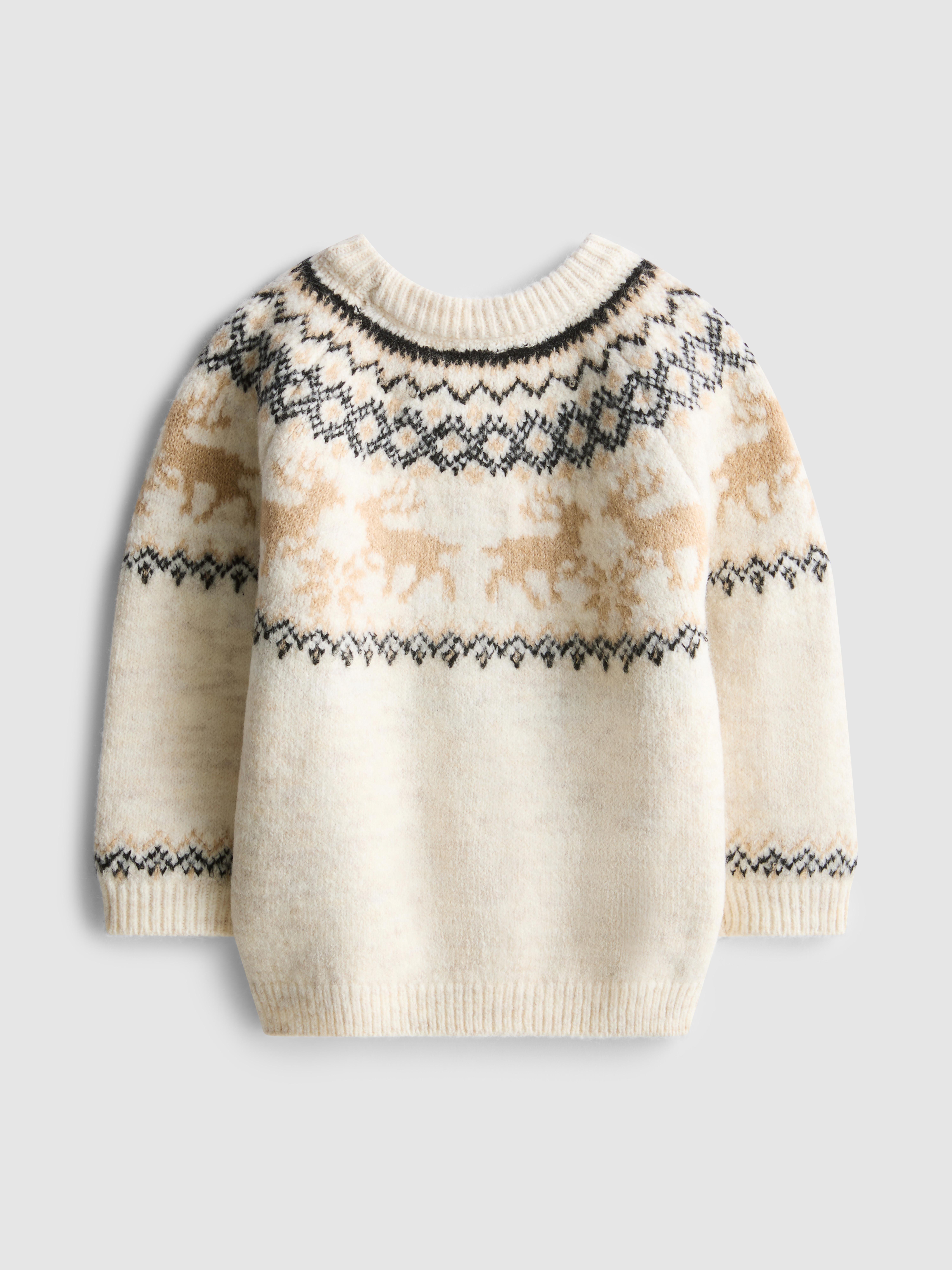 0-36mths | Baby's Reindeer Fair Isle Family Christmas Sweater