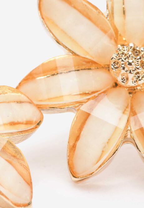 Womens Gold Flower Large Earrings