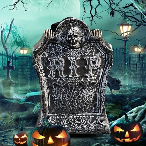 NNETM Haunted Resin Tombstone: Illuminated Graveyard D&eacute;cor with LED Lights