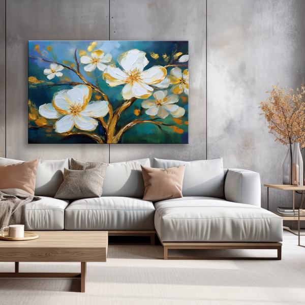 Feeby Obraz na płótnie, Kwitnący Kwiat Magnolia Malowany 60x40