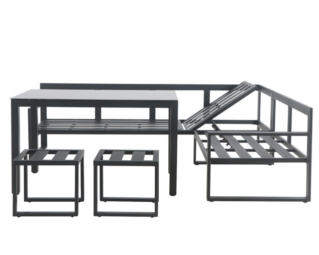 Patmos 5 Piece Low Dining Setting - Gunmetal Grey