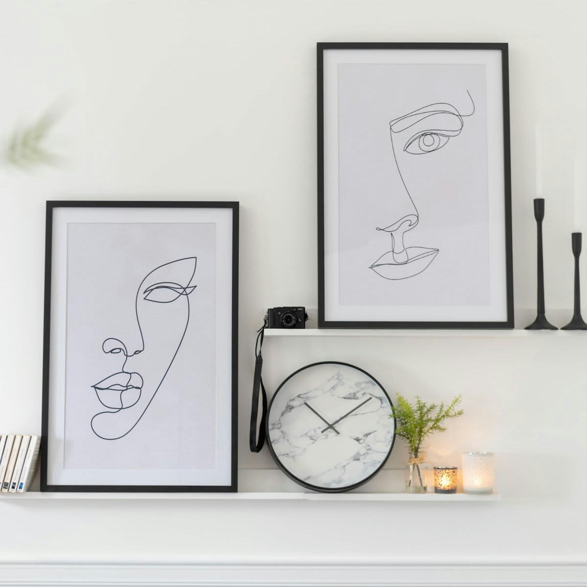 LORACE - Lot de 2 tableaux visages abstraits 60x90cm