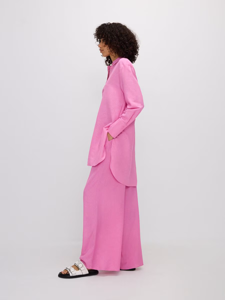 Wide Leg Trousers With Viscose Blend