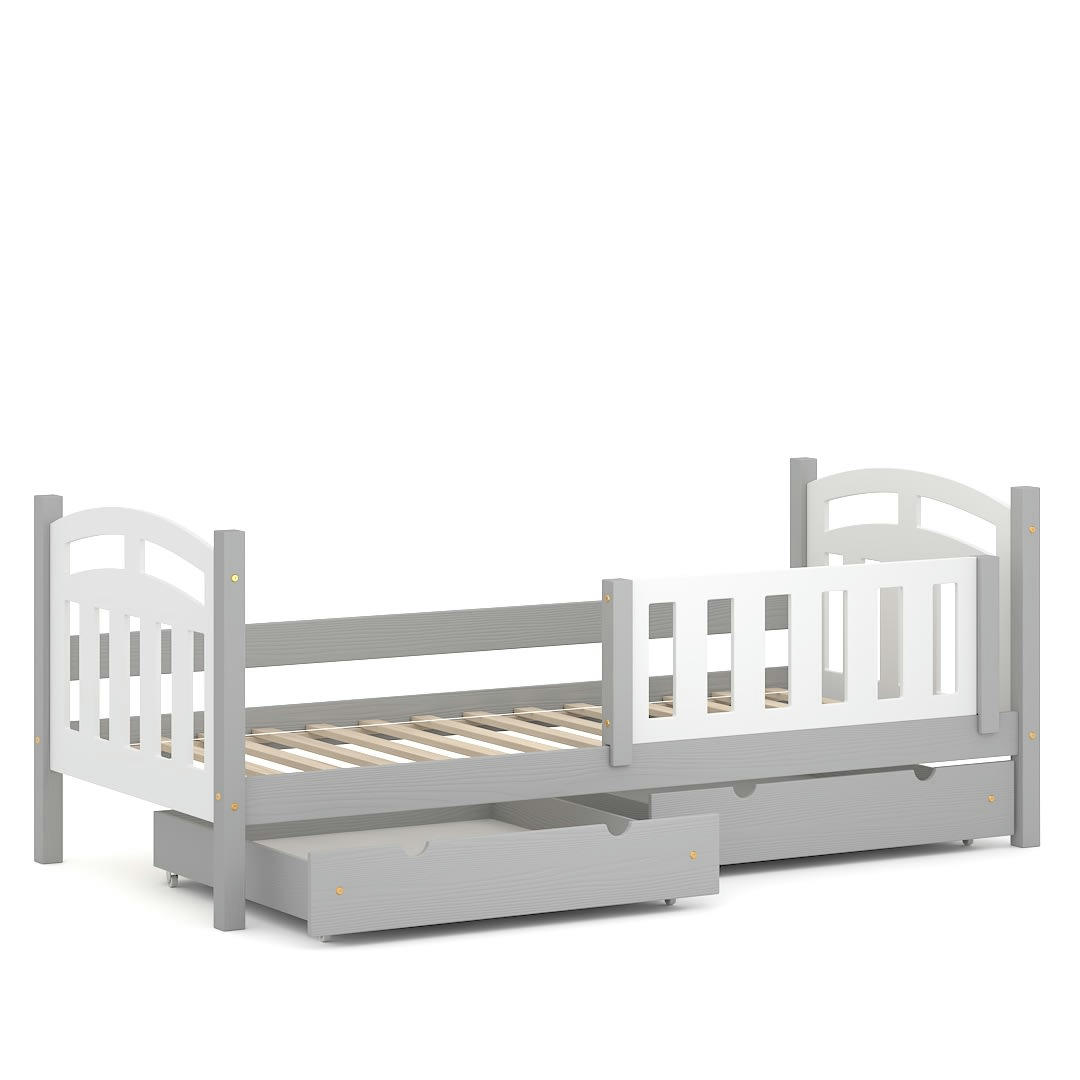 - Lit simple en pin massif&MDF 180x80 gris