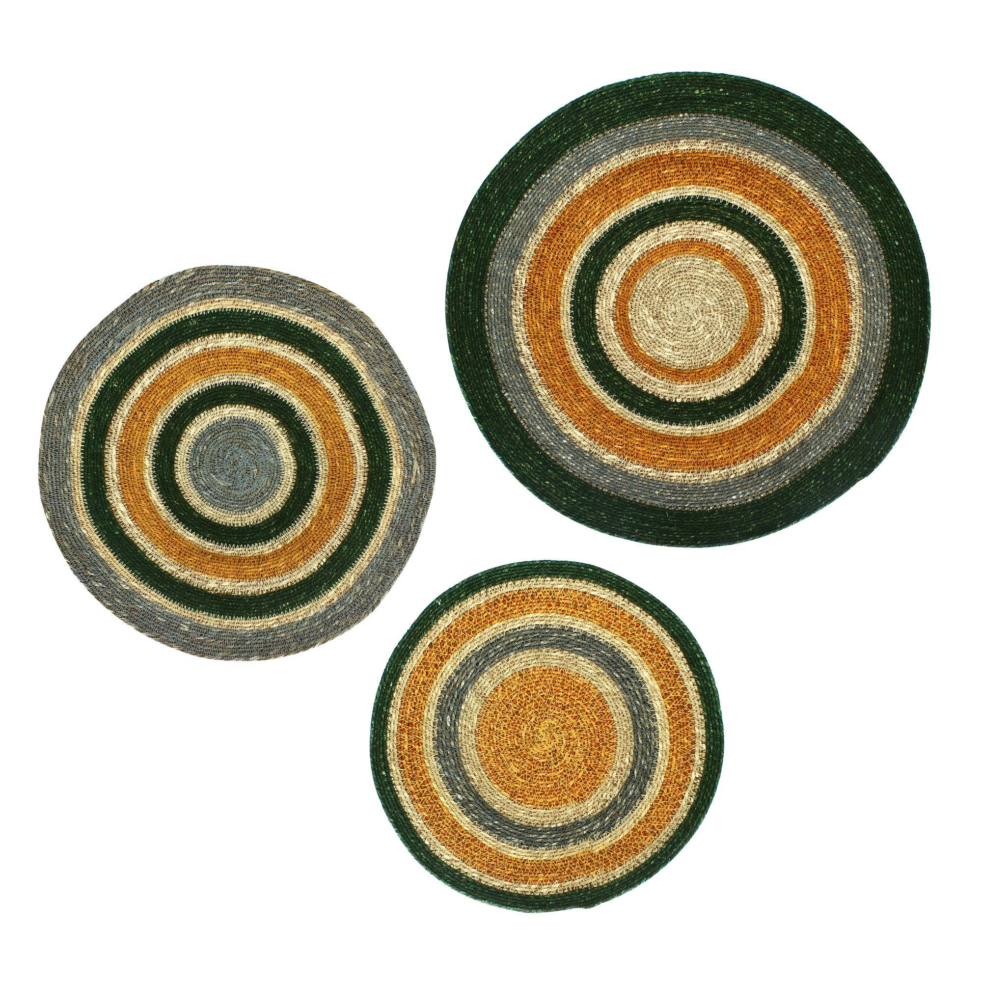 MASSAI - Lot de 3 décorations murales en jonc de mer