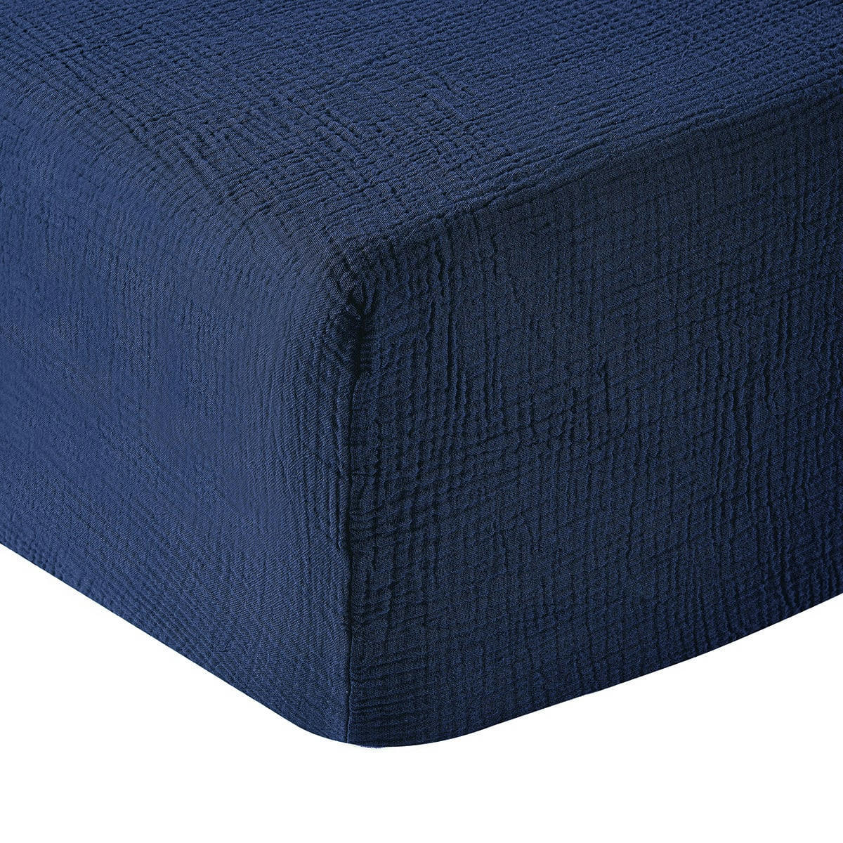 SOURCE INDIGO - Drap housse gaze de coton indigo 160x200 cm