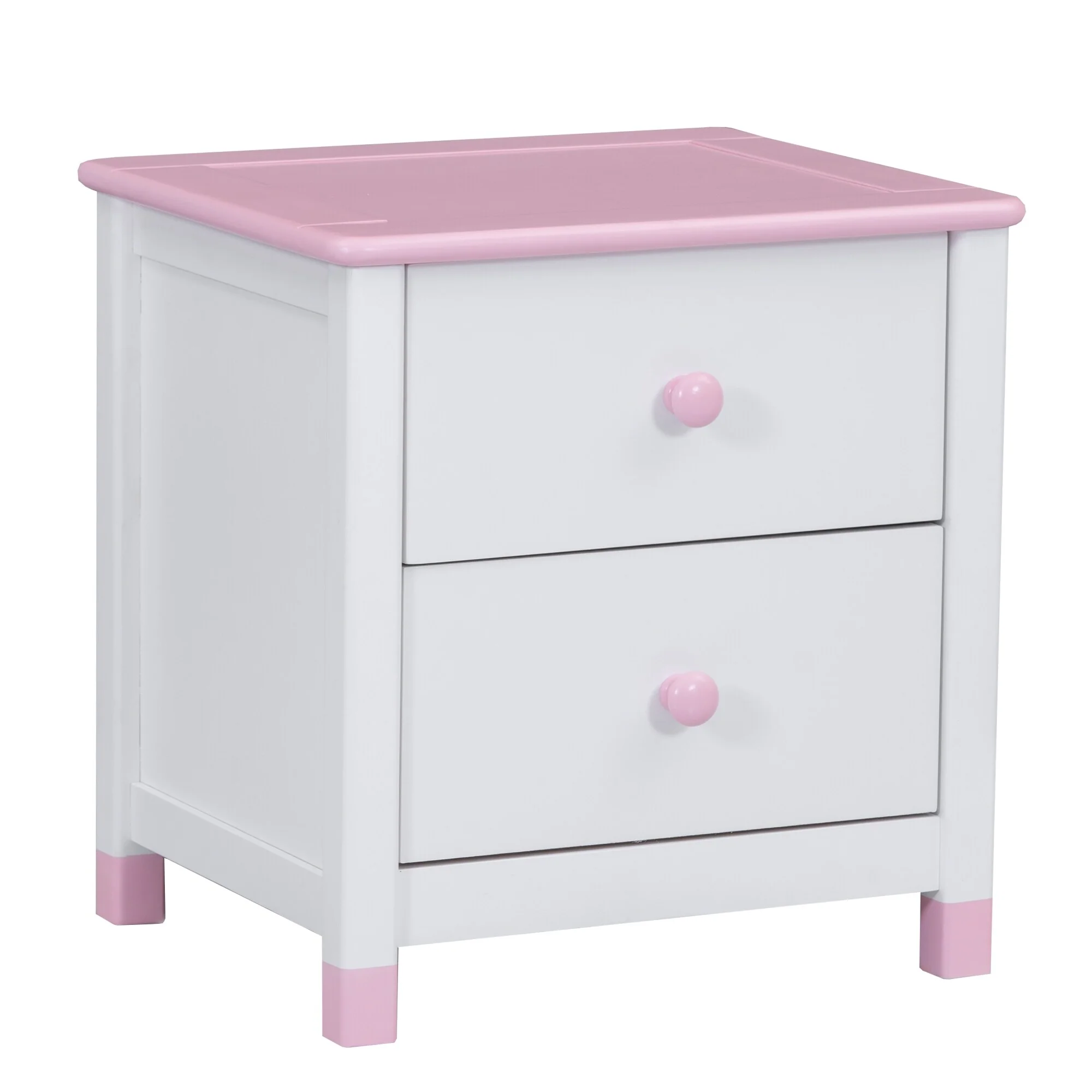 Wooden Nightstand With Two Drawers For Kids