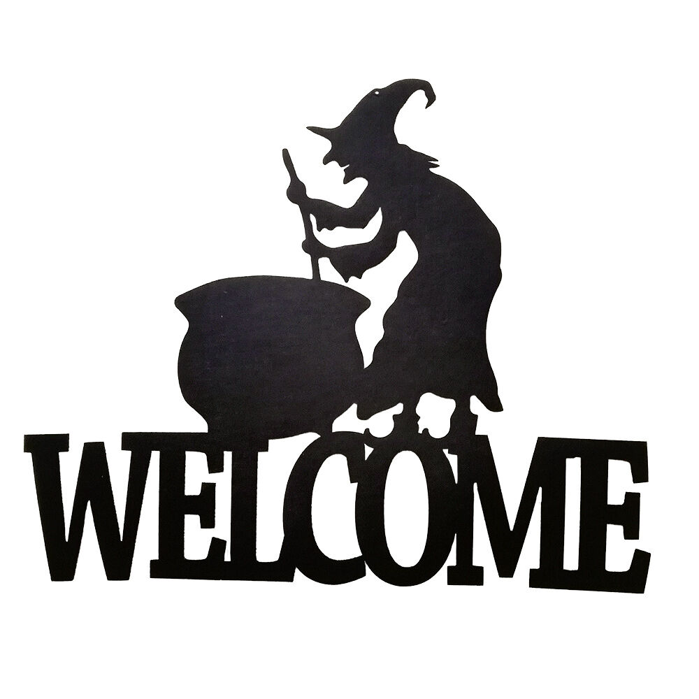 Décoration de porte Happy Halloween Welcome suspension feutrine x2