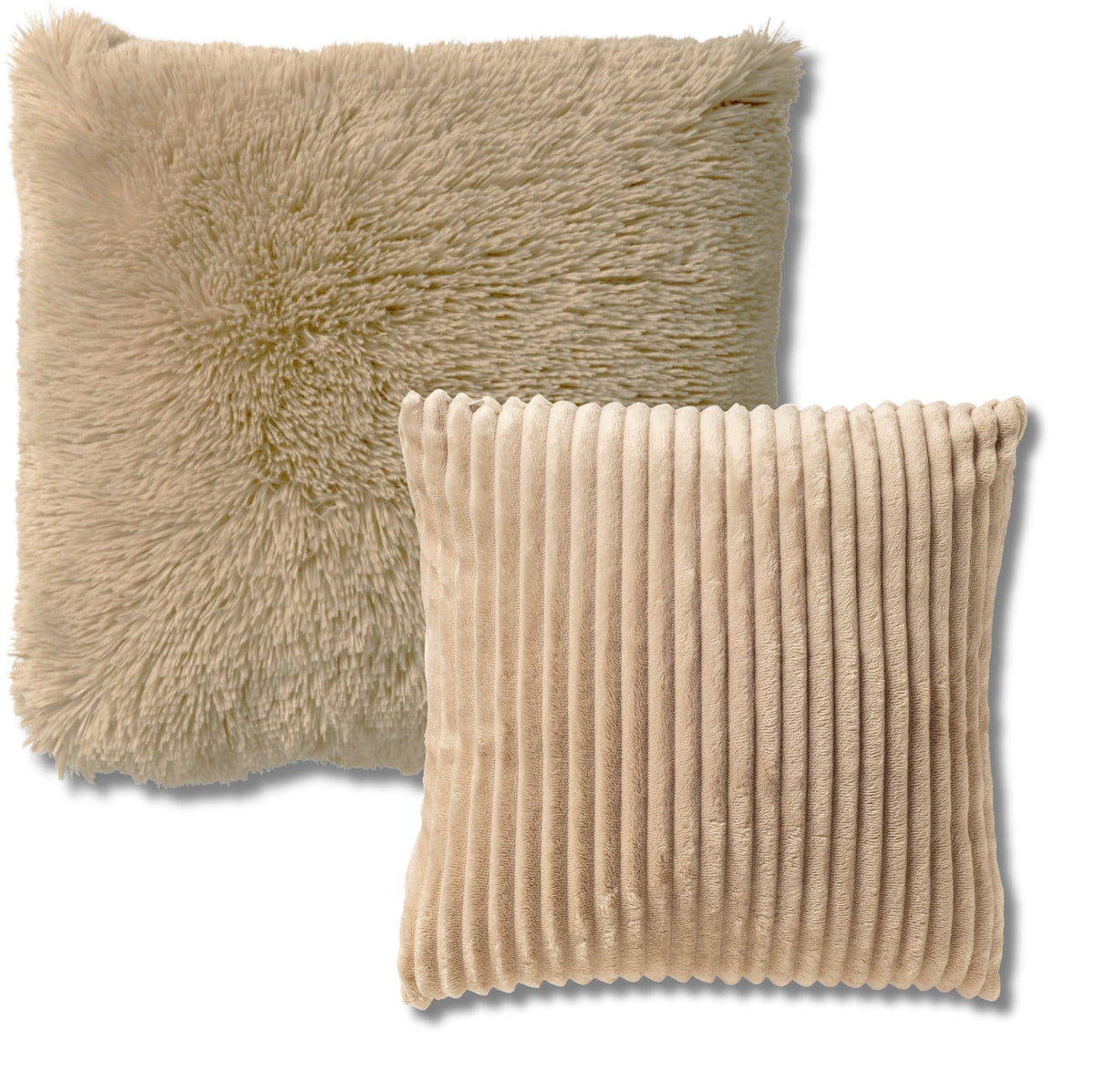 KUSSENSET - 2-delig - Cosy Layers - 60x60 cm, 45x45 cm - inclusief binnenkussens - beige