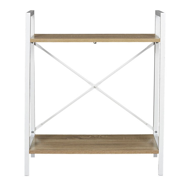 Etagère à 2 planches en bois et métal - L. 60 x H. 70 cm. - Blanc