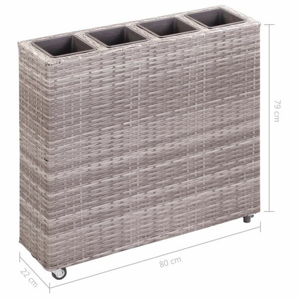 vidaXL Planter with Wheels Flower Box with Removable Inner Pots Poly Rattan