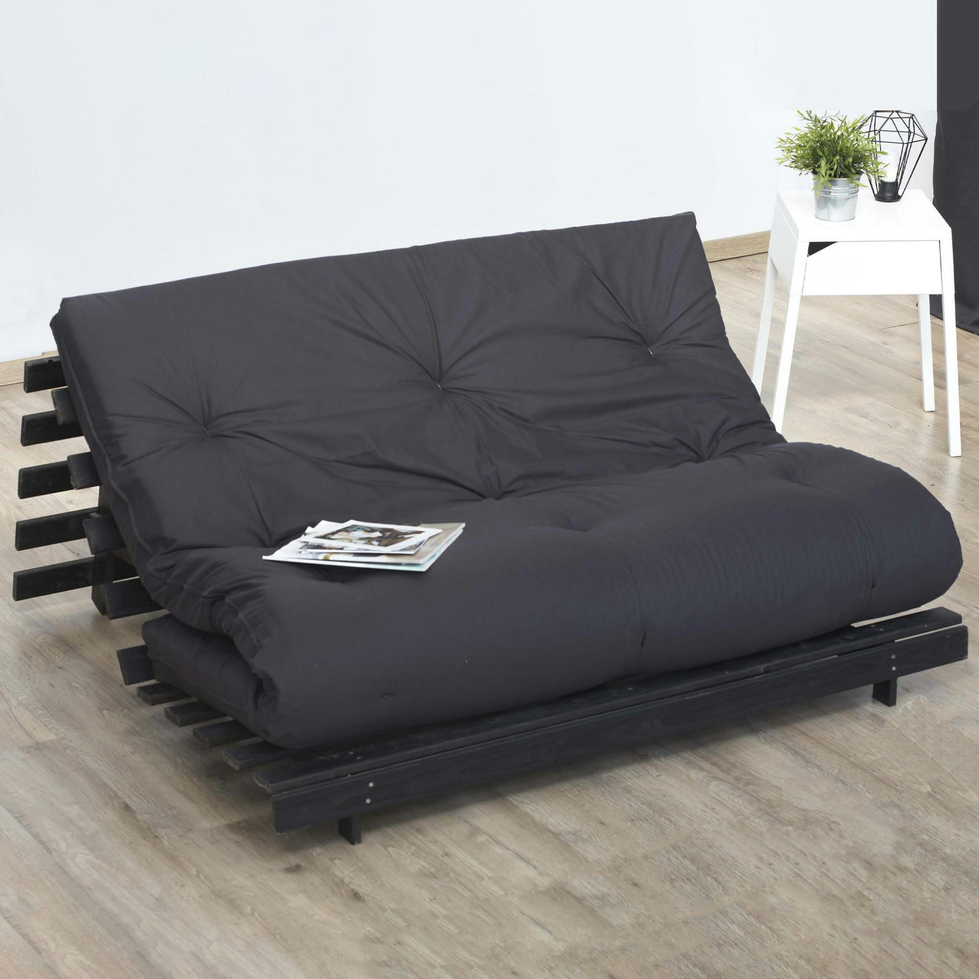 FUTON COTON - Matelas futon cotongris Anthracite 160x200