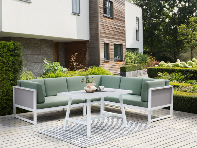 Zestaw mebli ogrodowych stół sofa poduszki