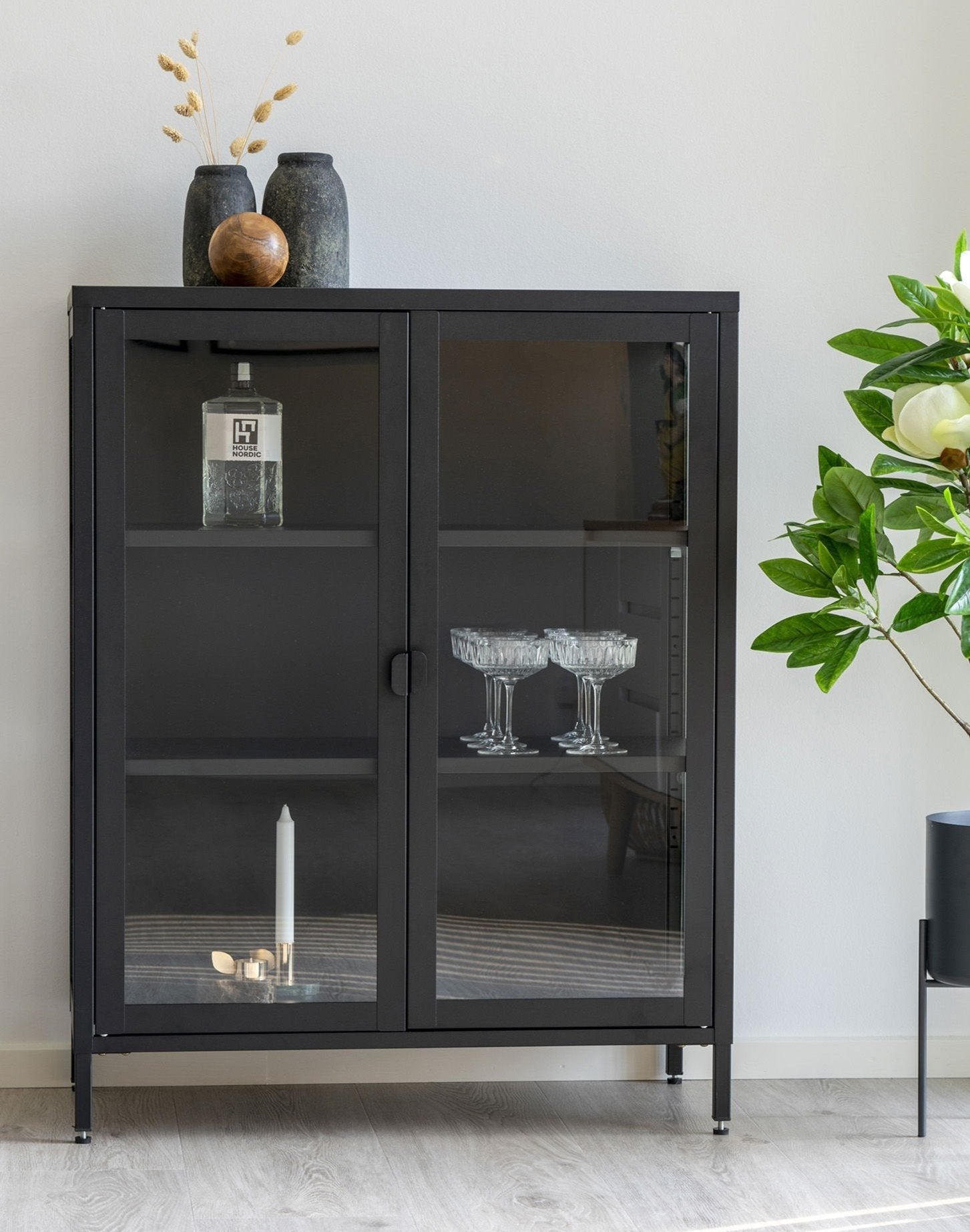 Rebellenclub Röjan Vitrinekast - 101 x 80 cm - Zwart Staal