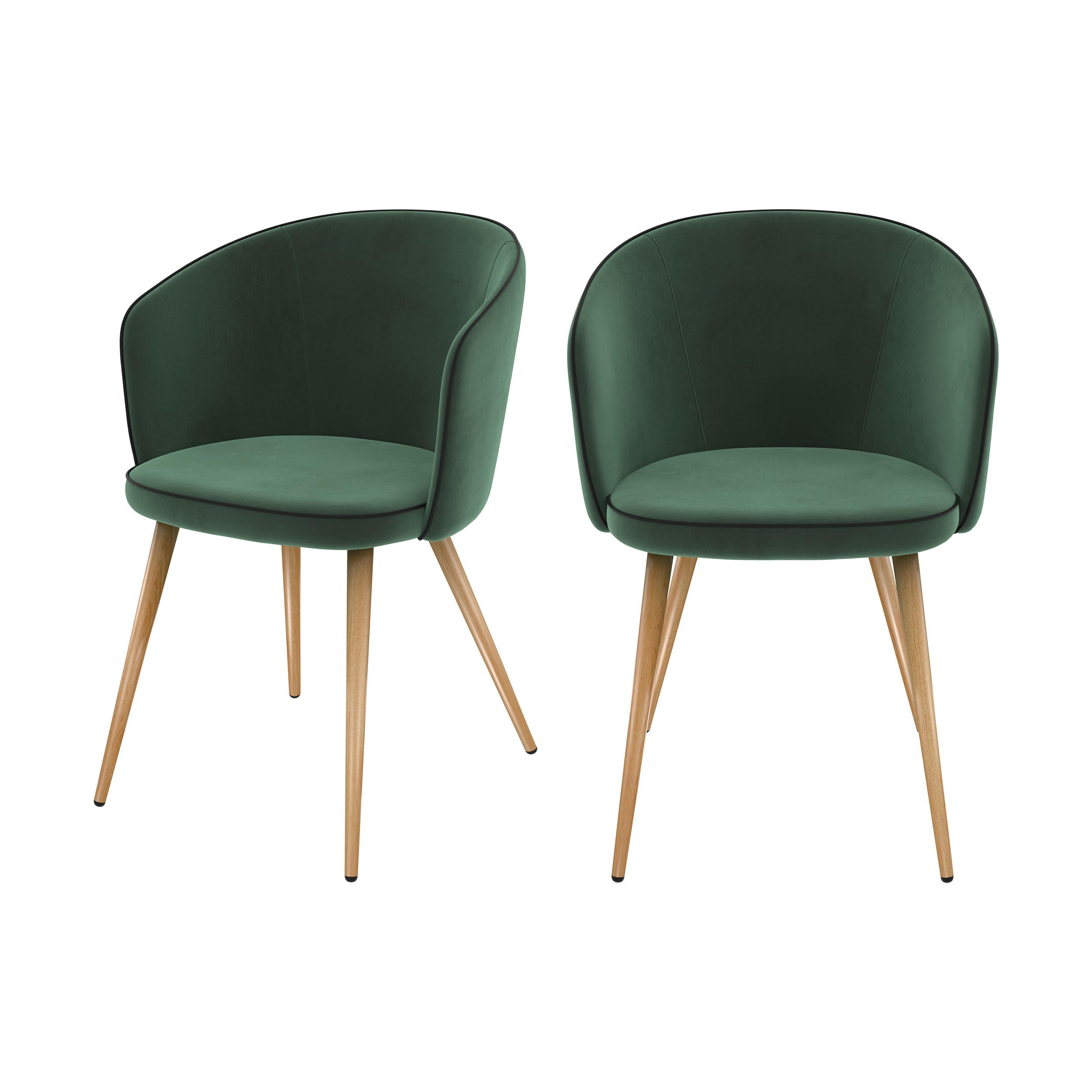 CHIARA - Chaise en velours vert (lot de 2)