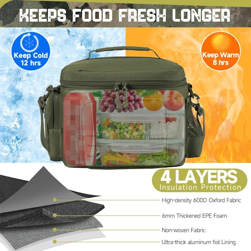 NNEOBA Tactical Lunch Box Heavy Duty Cooler Bag (Green)