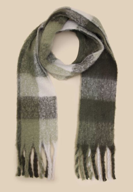 Womens Green Check Scarf