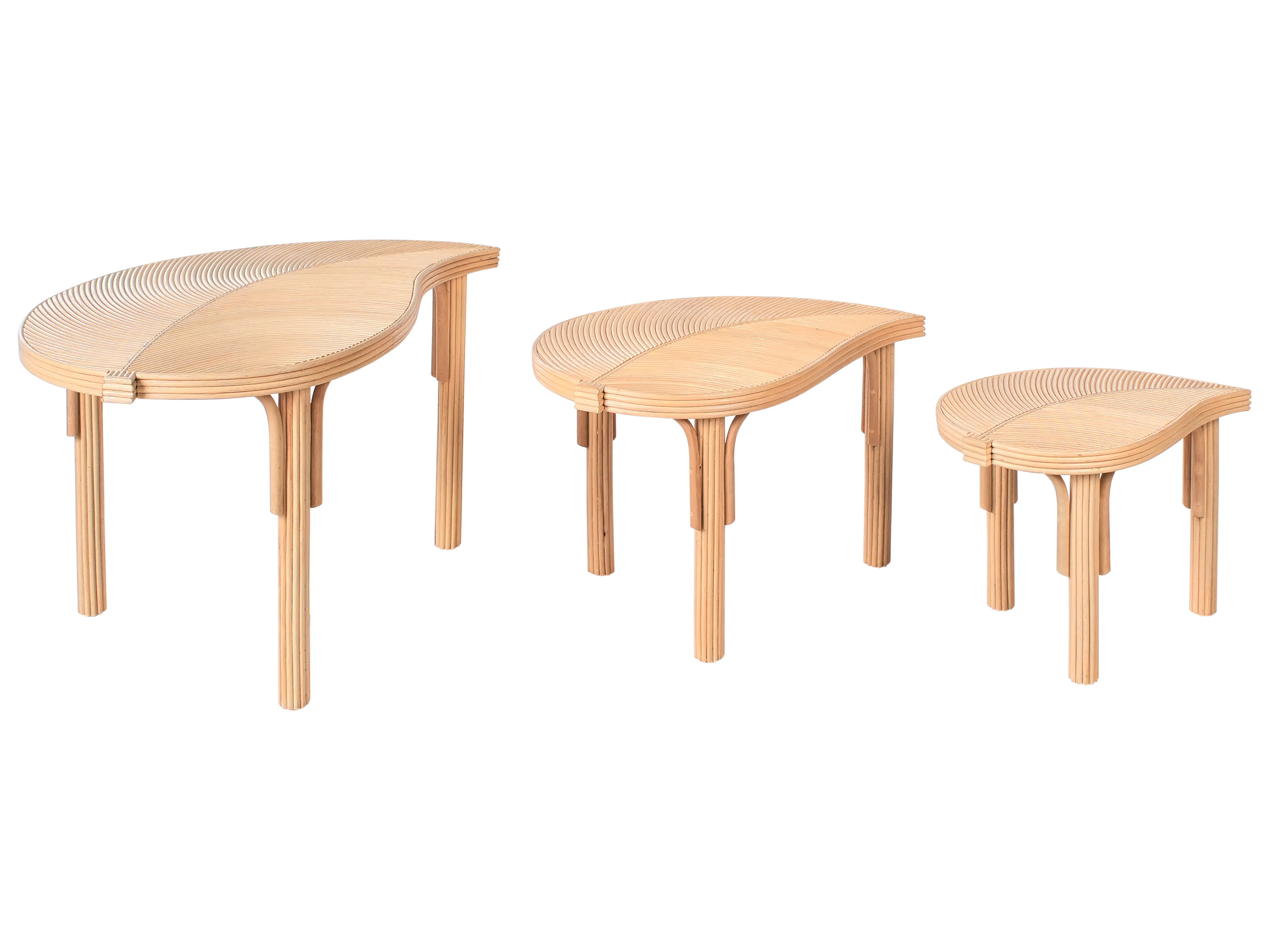 Set of 2 Coffee Tables PARALIA Rattan Natural