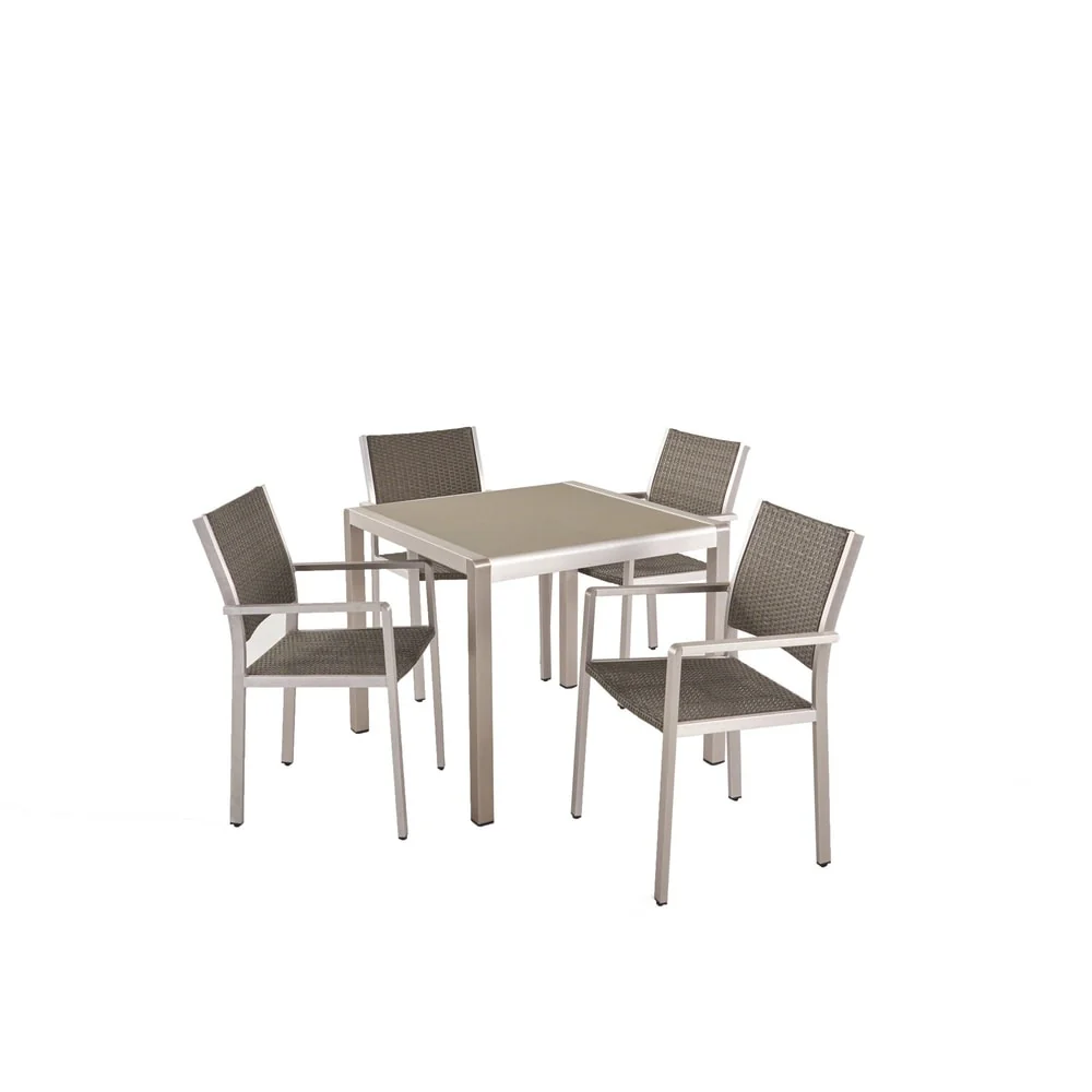 Cape Coral Outdoor 4-Seater Aluminum and Tempered Glass Dining Set by Christopher Knight Home