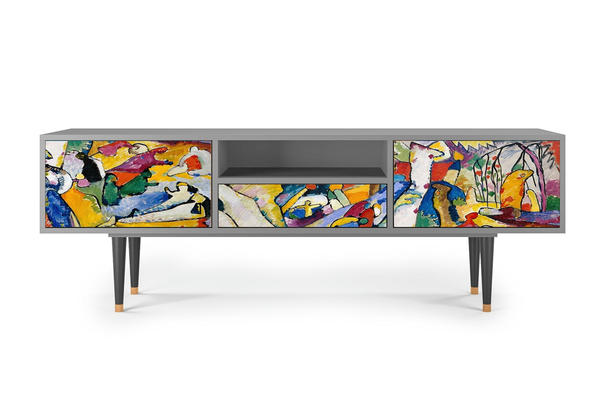 IMPROVISATION 26 BY WASSILY KANDINSKY - Meuble TV  multicolore 1 tiroir et 2 portes L 170 cm