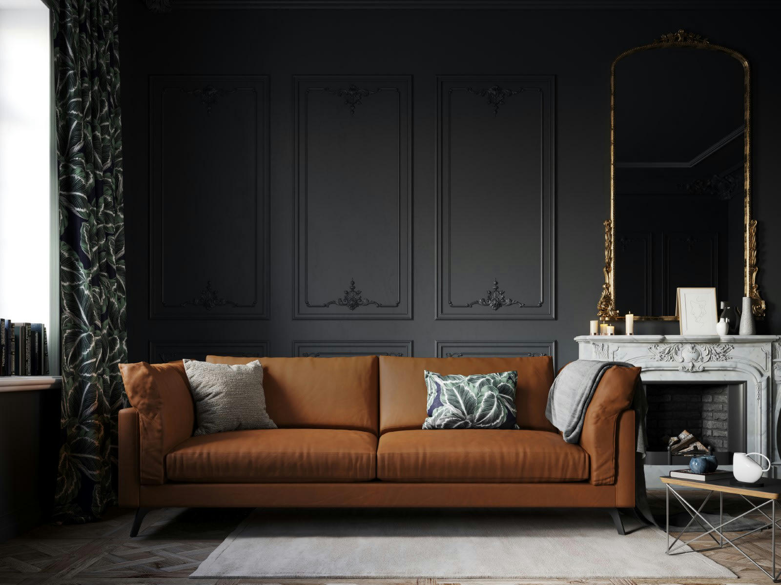 CAMILLE - Canapé 3 places en Cuir Véritable Marron