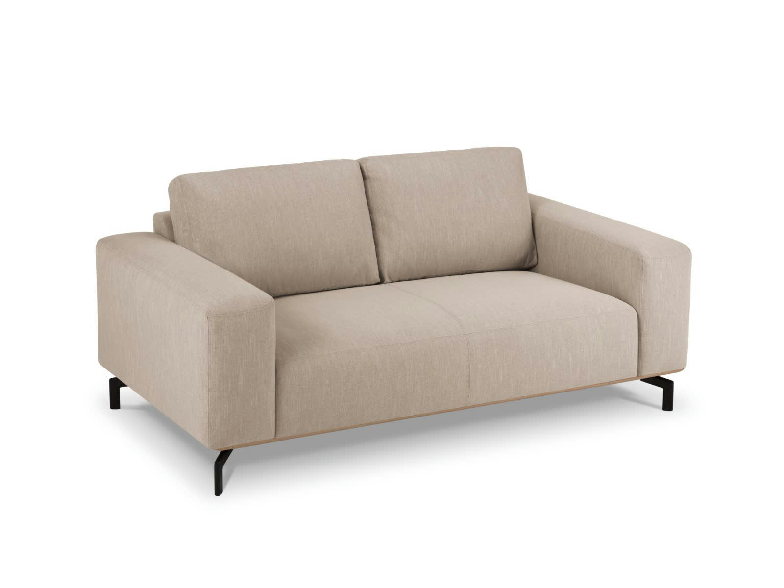 MARC - Canapé 2 places en Tissu Structurel Beige Foncé