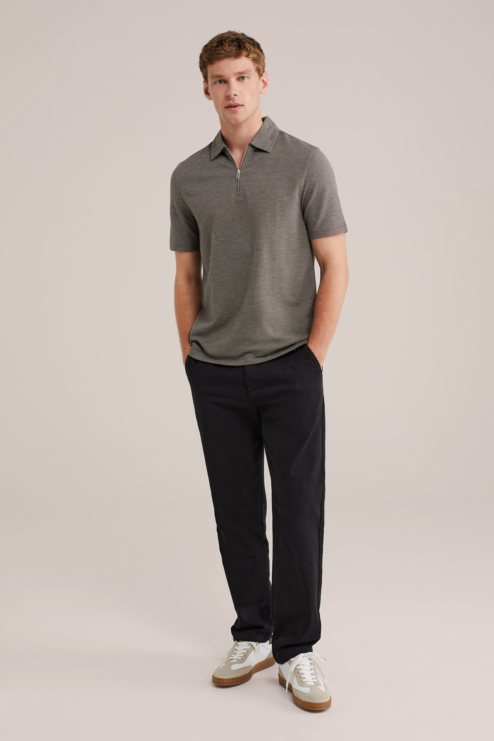 Heren Slim fit polo met rits
