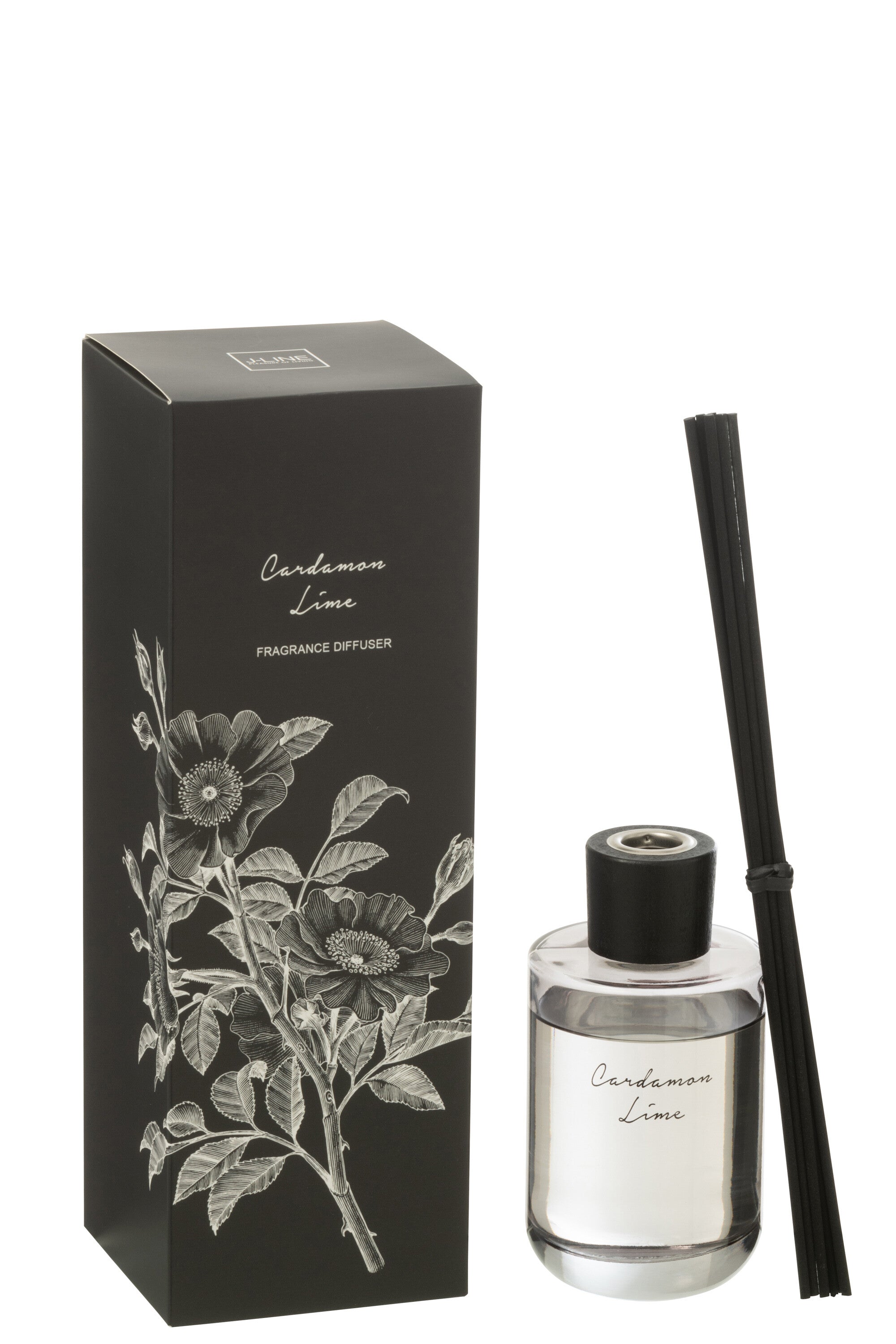 J-Line geurstokjes Walk in the Woods - Kardemom Limoen - zwart - 180 ml
