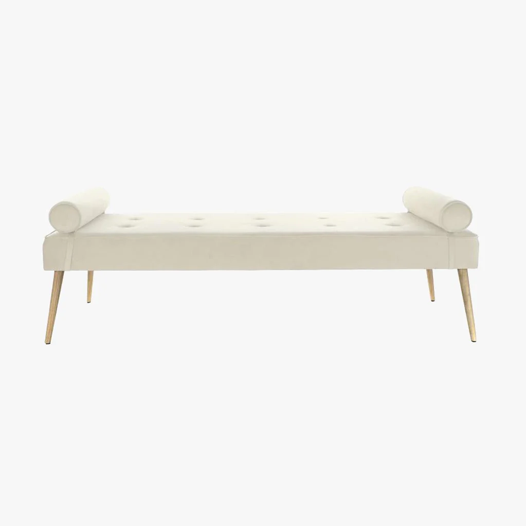 Banqueta Bege com Almofadas Cilíndricas SERENA