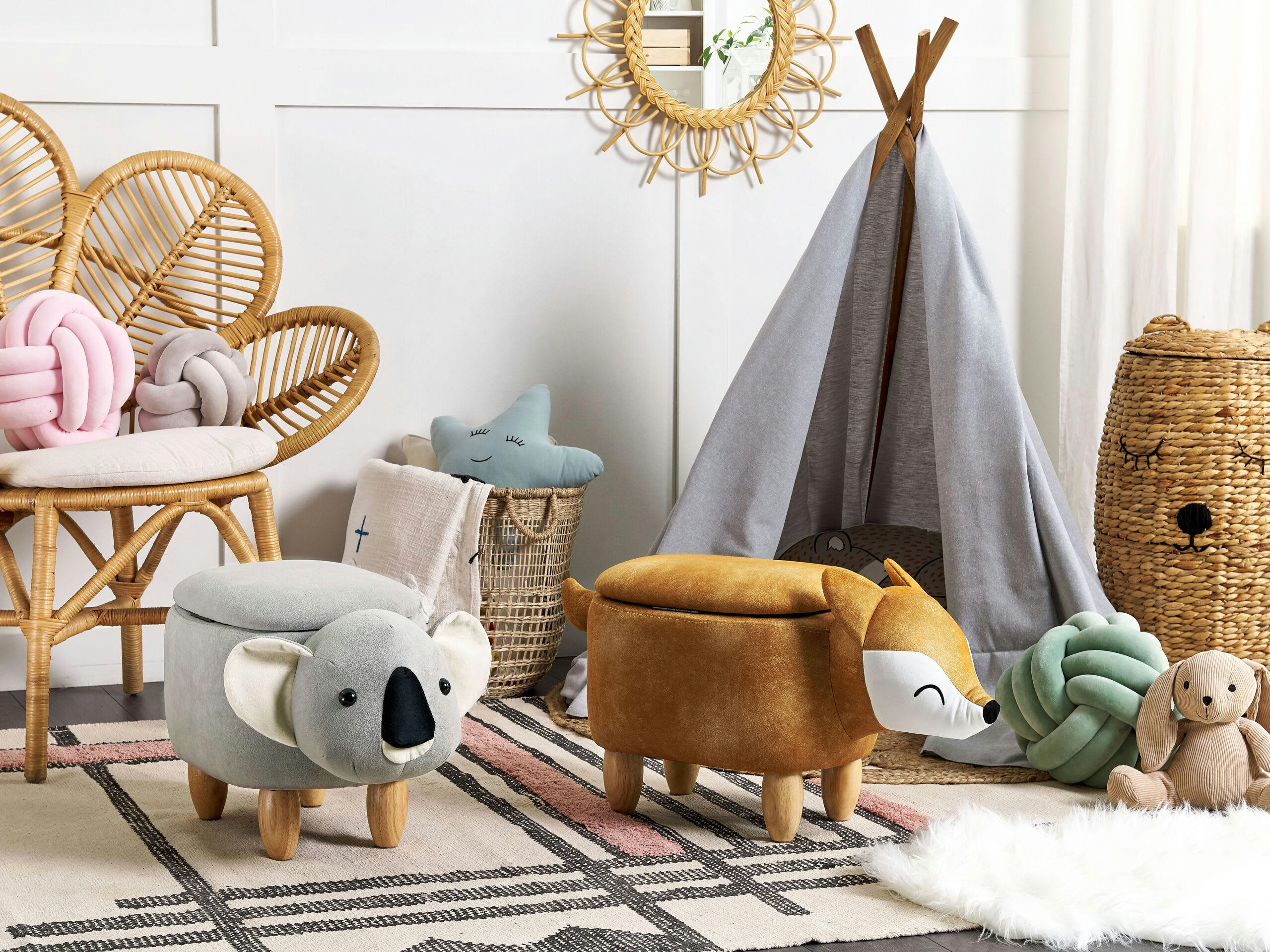 COALA - Tabouret enfant en velours gris